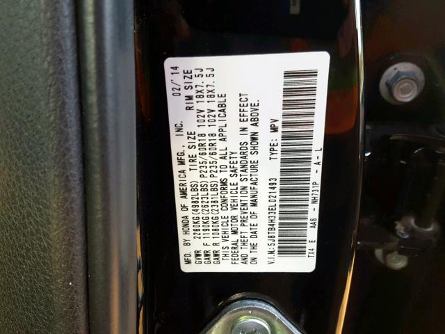 5J8TB4H33EL021493 - 2014 ACURA RDX BLACK photo 10