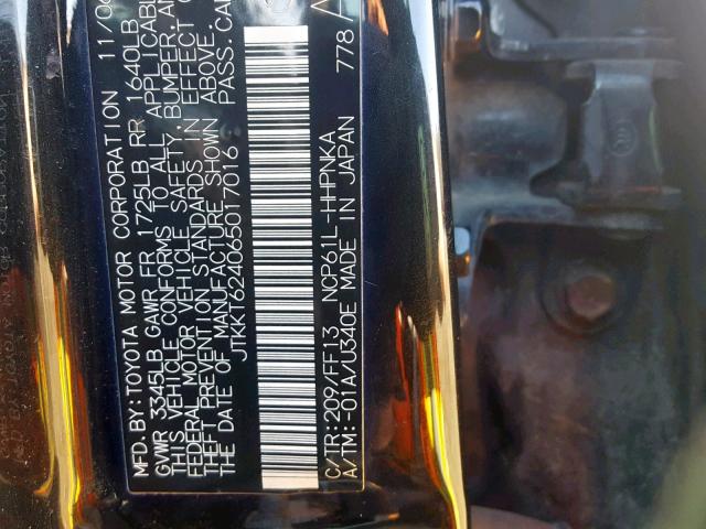 JTKKT624065017016 - 2006 TOYOTA SCION XA შავი ფოტო 10