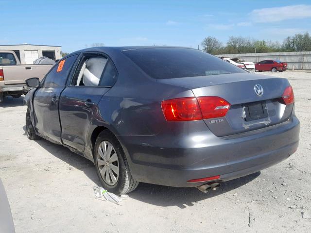 3VW2K7AJ3EM218924 - 2014 VOLKSWAGEN JETTA BASE GRAY photo 3