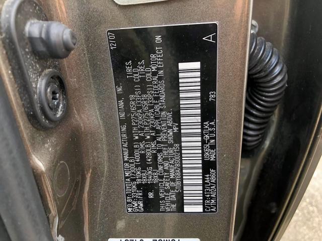 5TDBY68A78S002158 - 2008 TOYOTA SEQUOIA LI BROWN photo 10