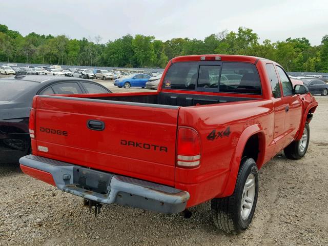 1D7HG32KX4S507745 - 2004 DODGE DAKOTA SPO RED photo 4