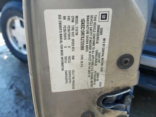 1GKEC13R7XJ725066 - 1999 GMC YUKON GRAY photo 10