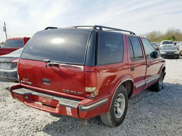 1GNCS13W4X2180439 - 1999 CHEVROLET BLAZER RED photo 4