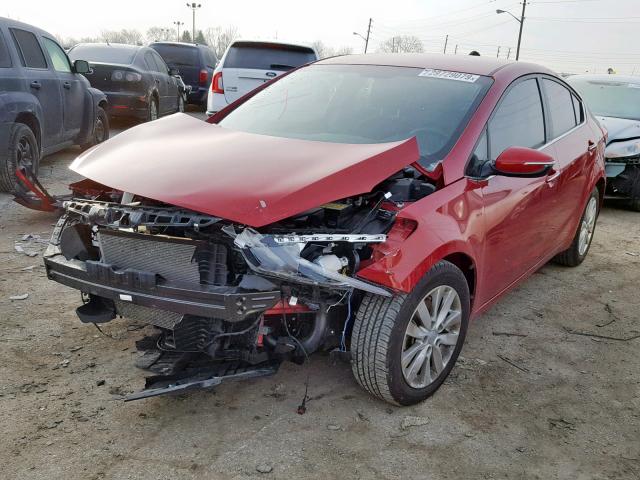 KNAFX4A88F5372177 - 2015 KIA FORTE EX RED photo 2