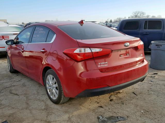 KNAFX4A88F5372177 - 2015 KIA FORTE EX RED photo 3