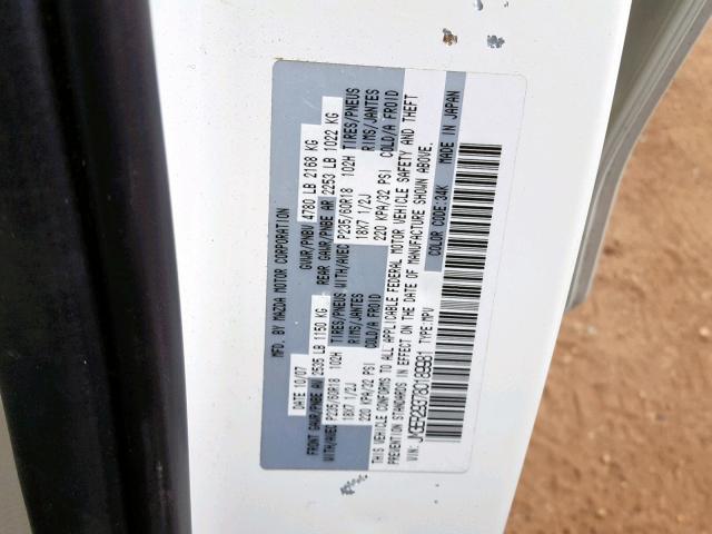 JM3ER293780189981 - 2008 MAZDA CX-7 WHITE photo 10