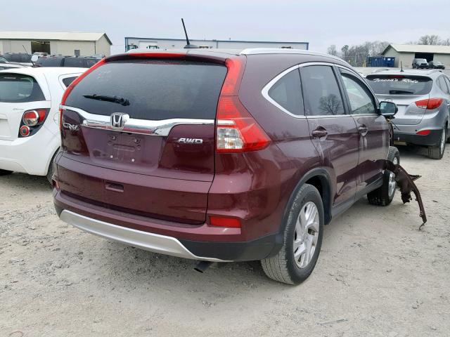 2HKRM4H7XFH697161 - 2015 HONDA CR-V EXL MAROON photo 4