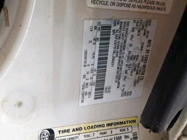 5LMFU27518LJ06231 - 2008 LINCOLN NAVIGATOR WHITE photo 10