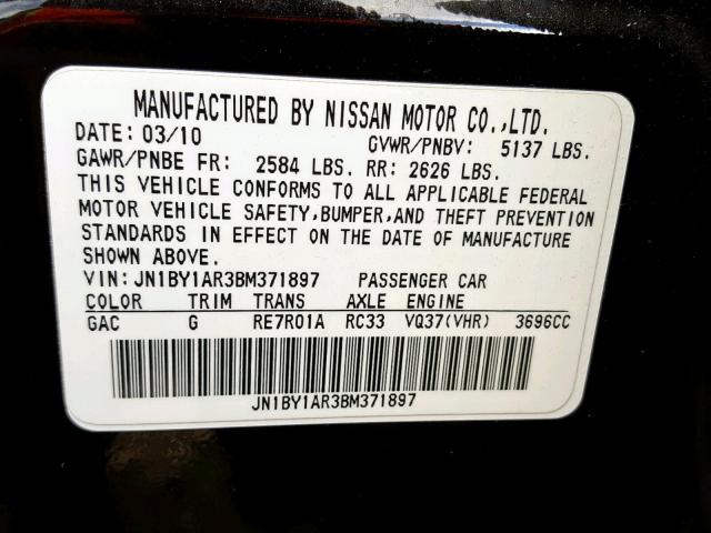 JN1BY1AR3BM371897 - 2011 INFINITI M37 X BLACK photo 10