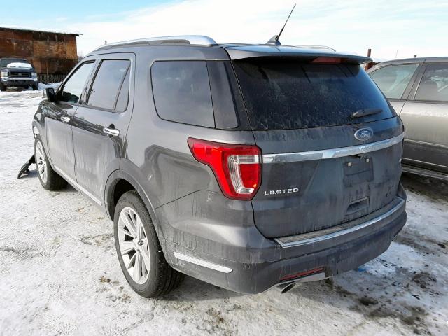 1FM5K8F81KGA91264 - 2019 FORD EXPLORER L GRAY photo 3