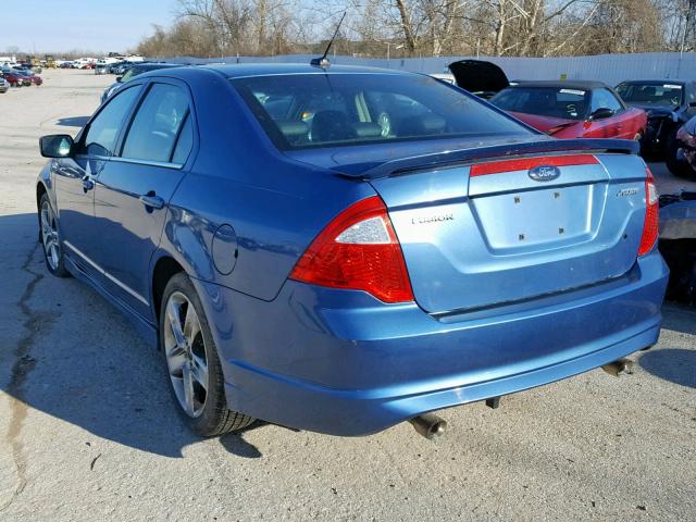 3FAHP0KC8AR108167 - 2010 FORD FUSION SPO BLUE photo 3