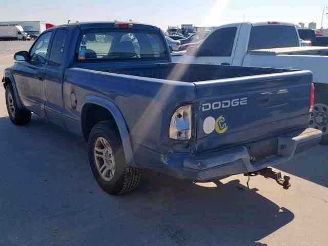 1B7GL32X92S664306 - 2002 DODGE DAKOTA SPO BLUE photo 3