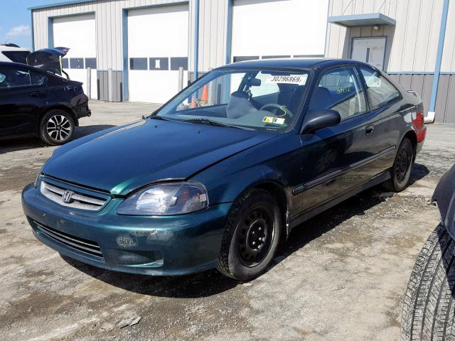 1HGEJ6228XL090867 - 1999 HONDA CIVIC DX GREEN photo 2