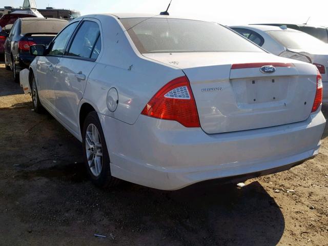 3FAHP0GA0CR349568 - 2012 FORD FUSION S WHITE photo 3