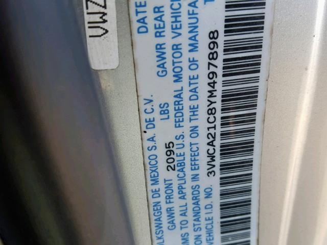 3VWCA21C8YM497898 - 2000 VOLKSWAGEN NEW BEETLE Gümüş foto 10