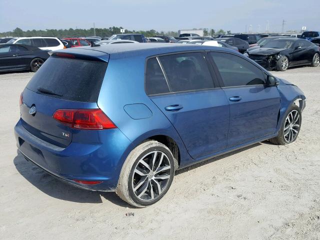 3VW217AUXHM016406 - 2017 VOLKSWAGEN GOLF S BLUE photo 4