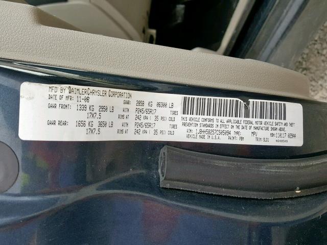 1J8HH58257C505094 - 2007 JEEP COMMANDER GRAY photo 10