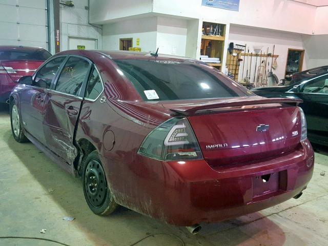 2G1WD57C891150475 - 2009 CHEVROLET IMPALA SS RED photo 3