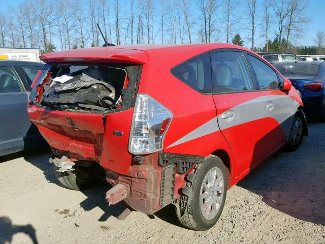 JTDZN3EU4EJ006584 - 2014 TOYOTA PRIUS V RED photo 4