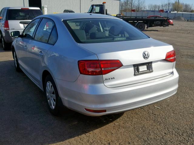 3VW2K7AJ5FM303734 - 2015 VOLKSWAGEN JETTA BASE SILVER photo 3