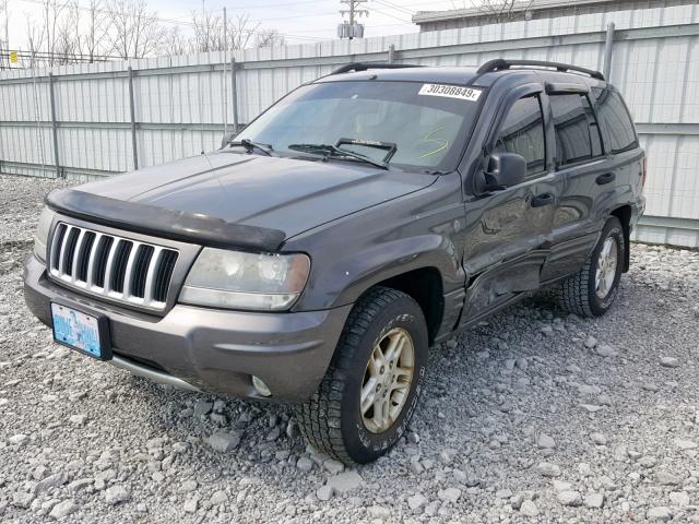 1J4GW48N34C356199 - 2004 JEEP GRAND CHER GRAY photo 2