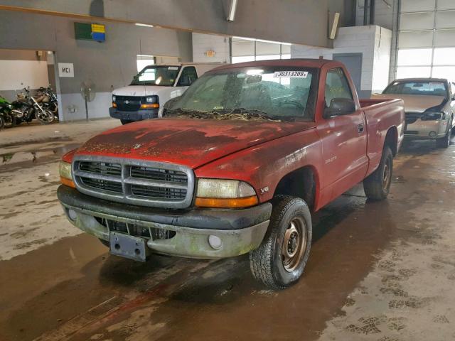 1B7GG26X6XS211597 - 1999 DODGE DAKOTA RED photo 2