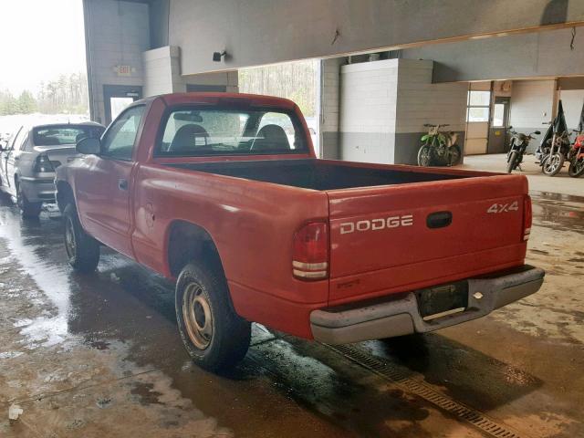 1B7GG26X6XS211597 - 1999 DODGE DAKOTA RED photo 3