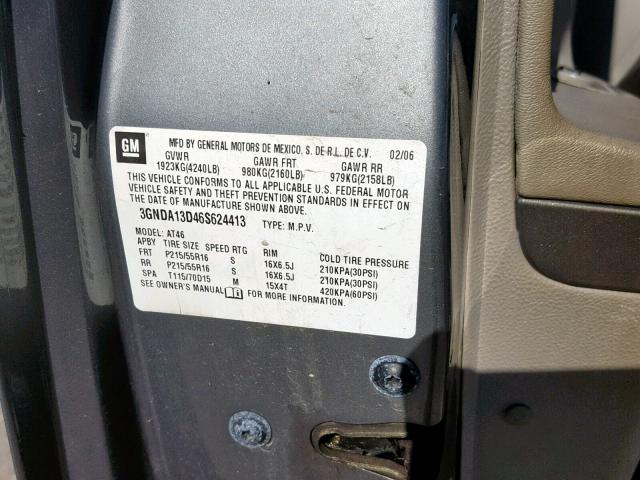 3GNDA13D46S624413 - 2006 CHEVROLET HHR LS Gris foto 10