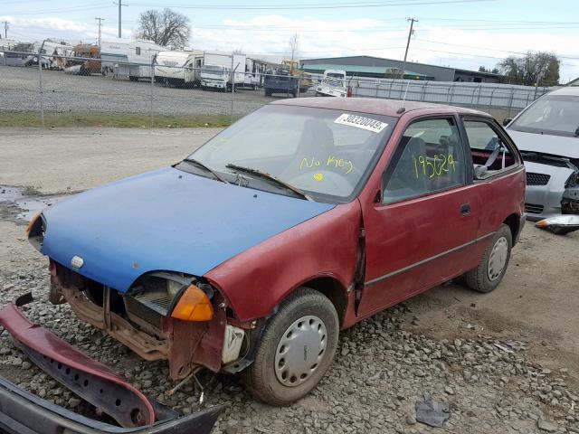 2C1MR2465R6799809 - 1994 GEO METRO RED photo 2