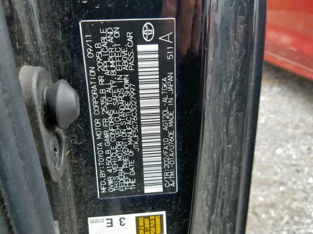 JTKJF5C76C3027997 - 2012 TOYOTA SCION TC BLACK photo 10