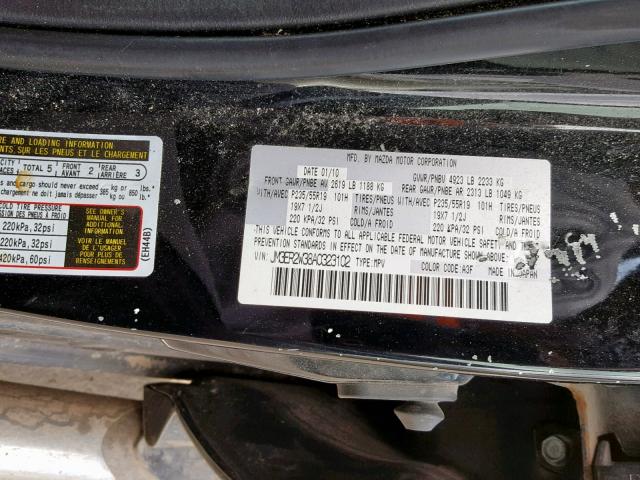 JM3ER2W38A0323102 - 2010 MAZDA CX-7 BLACK photo 10