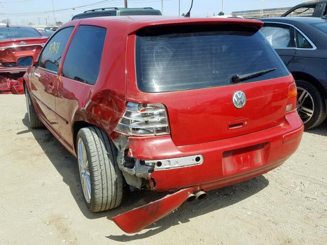 9BWDD61J314037303 - 2001 VOLKSWAGEN GTI GLS RED photo 3