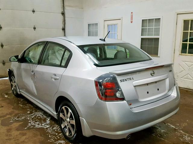 3N1AB6AP4CL735278 - 2012 NISSAN SENTRA 2.0 SILVER photo 3