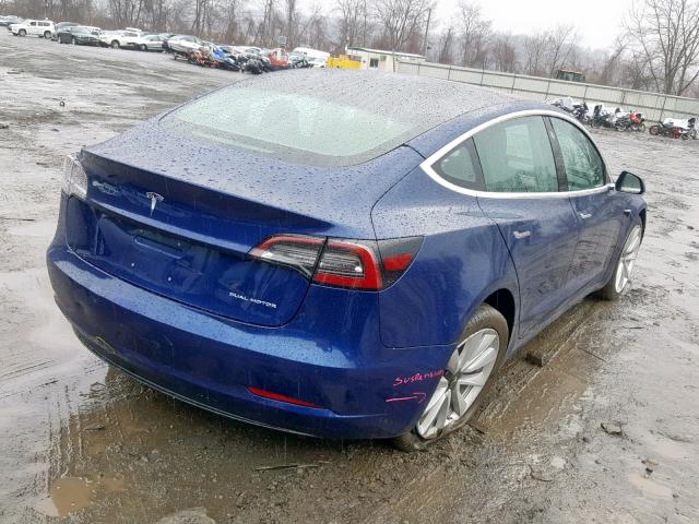 5YJ3E1EB9JF185408 - 2018 TESLA MODEL 3 BLUE photo 4