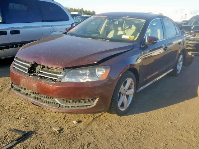 1VWBP7A37CC090639 - 2012 VOLKSWAGEN PASSAT SE BURGUNDY photo 2