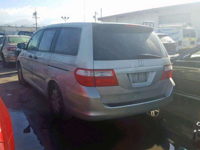 5FNRL38205B089535 - 2005 HONDA ODYSSEY LX SILVER photo 3