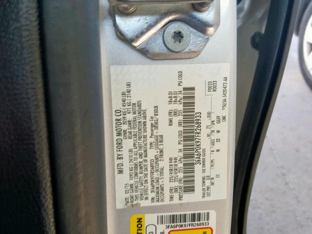 3FA6P0K97FR268933 - 2015 FORD FUSION TIT SILVER photo 10