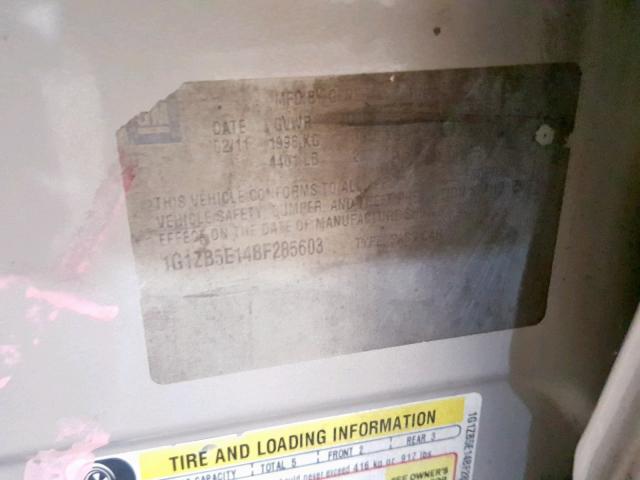 1G1ZB5E14BF285603 - 2011 CHEVROLET MALIBU LS BEIGE photo 10