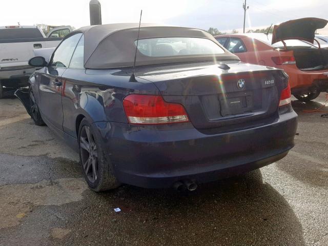 WBAUN13508VH79768 - 2008 BMW 128 I BLUE photo 3