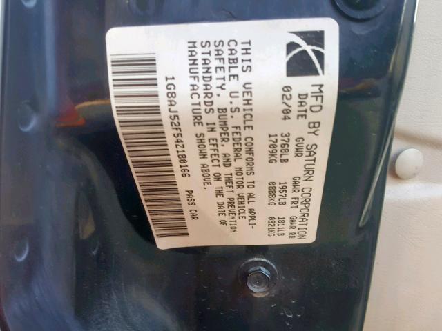 1G8AJ52F54Z180166 - 2004 SATURN ION LEVEL GOLD photo 10