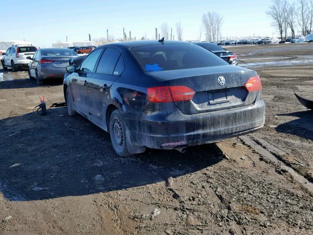 3VW1K7AJ6DM424295 - 2013 VOLKSWAGEN JETTA BASE BLACK photo 3