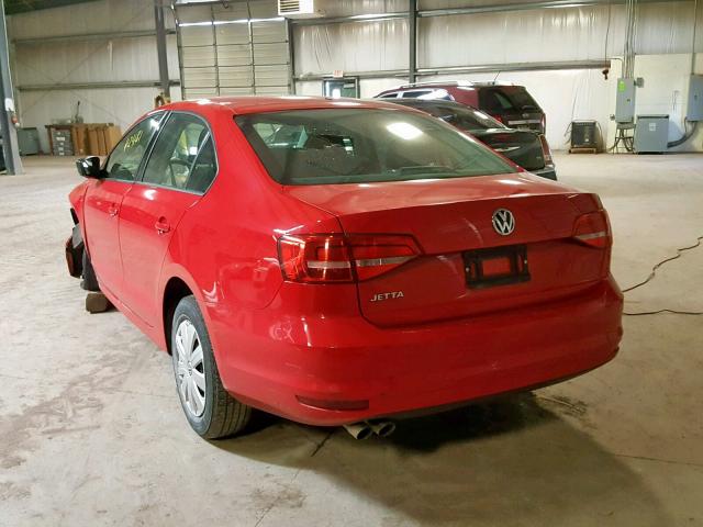 3VW2K7AJ1FM402826 - 2015 VOLKSWAGEN JETTA BASE RED photo 3