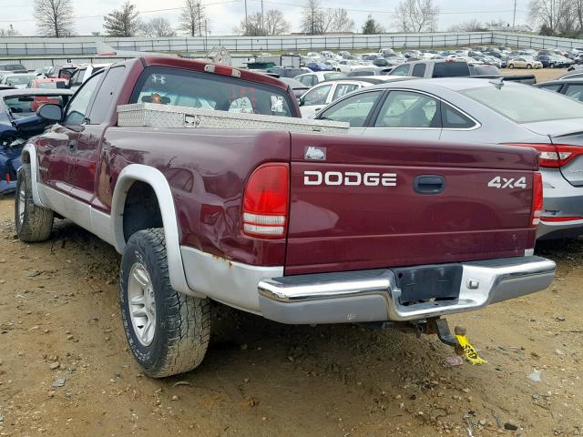 1B7GG22X21S298802 - 2001 DODGE DAKOTA MAROON photo 3