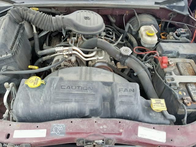 1B7GG22X21S298802 - 2001 DODGE DAKOTA MAROON photo 7