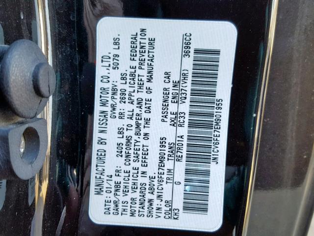 JN1CV6FE7EM901955 - 2014 INFINITI Q60 BASE BLACK photo 10