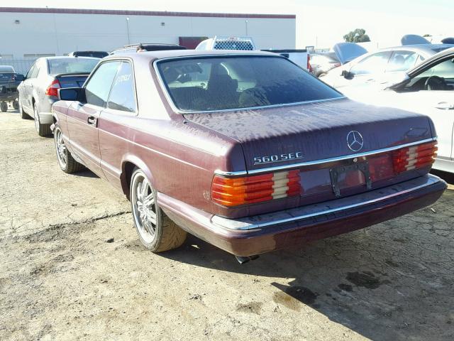 WDBCA45D3HA353589 - 1987 MERCEDES-BENZ 560 SEC BURGUNDY photo 3