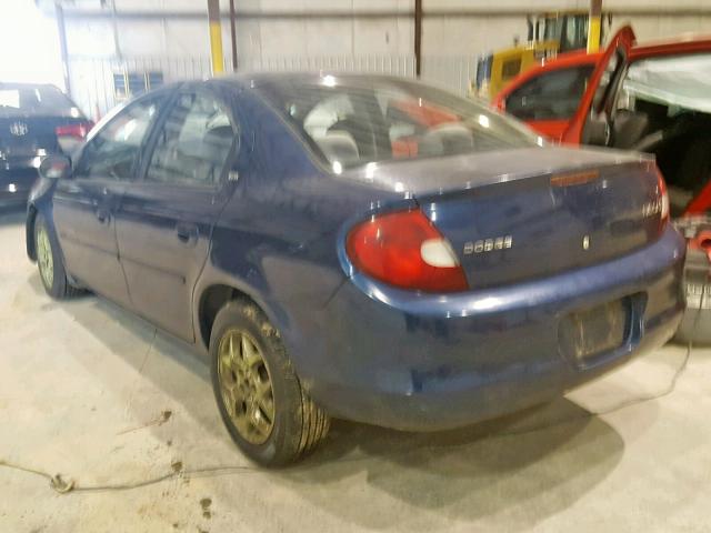 1B3ES46C71D151809 - 2001 DODGE NEON SE BLUE photo 3