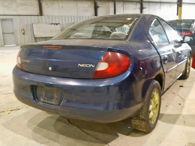 1B3ES46C71D151809 - 2001 DODGE NEON SE BLUE photo 4