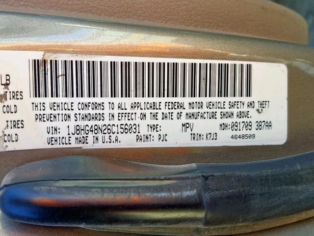 1J8HG48N26C156031 - 2006 JEEP COMMANDER 棕色 照片 10