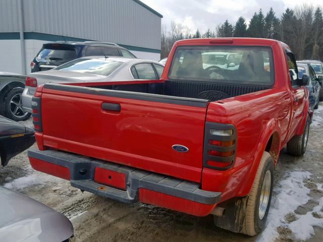 1FTYR10U14TA06847 - 2004 FORD RANGER RED photo 4